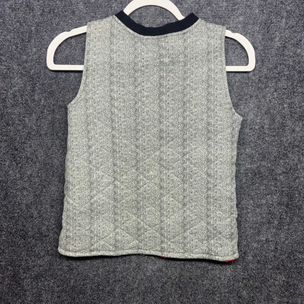 Outdoor Kids Full Zip Herringbone‎ Quilted Vest Size 12 Grey Red 6894993